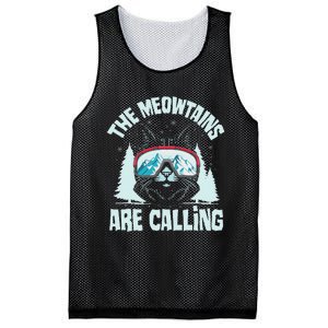 The Meowtains Are Calling Cat Ski Adventure Mesh Reversible Basketball Jersey Tank