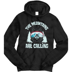 The Meowtains Are Calling Cat Ski Adventure Tie Dye Hoodie