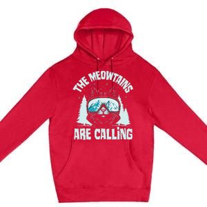 The Meowtains Are Calling Cat Ski Adventure Premium Pullover Hoodie