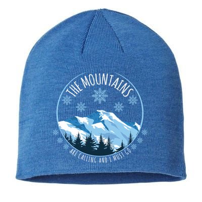 The Mountains Are Calling And I Must Go Outdoor Hiking Gift Sustainable Beanie