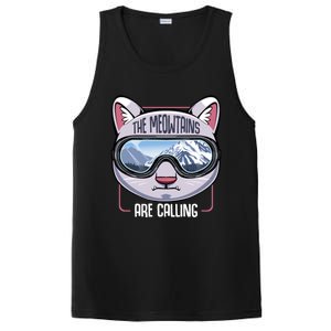 The Meowtains Are Calling Ski Snowboard Skiing Snowboarding Gift PosiCharge Competitor Tank