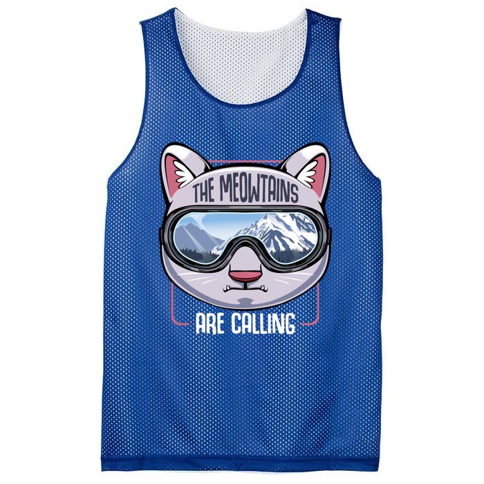 The Meowtains Are Calling Ski Snowboard Skiing Snowboarding Gift Mesh Reversible Basketball Jersey Tank