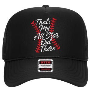 Thats My All Star Out There Baseball Laces Mom Mama Cute High Crown Mesh Back Trucker Hat