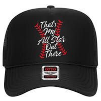 Thats My All Star Out There Baseball Laces Mom Mama Cute High Crown Mesh Back Trucker Hat