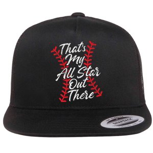 Thats My All Star Out There Baseball Laces Mom Mama Cute Flat Bill Trucker Hat