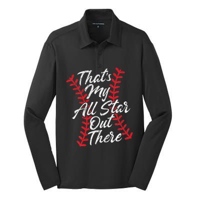 Thats My All Star Out There Baseball Laces Mom Mama Cute Silk Touch Performance Long Sleeve Polo