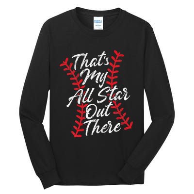 Thats My All Star Out There Baseball Laces Mom Mama Cute Tall Long Sleeve T-Shirt