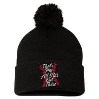 Thats My All Star Out There Baseball Laces Mom Mama Cute Pom Pom 12in Knit Beanie