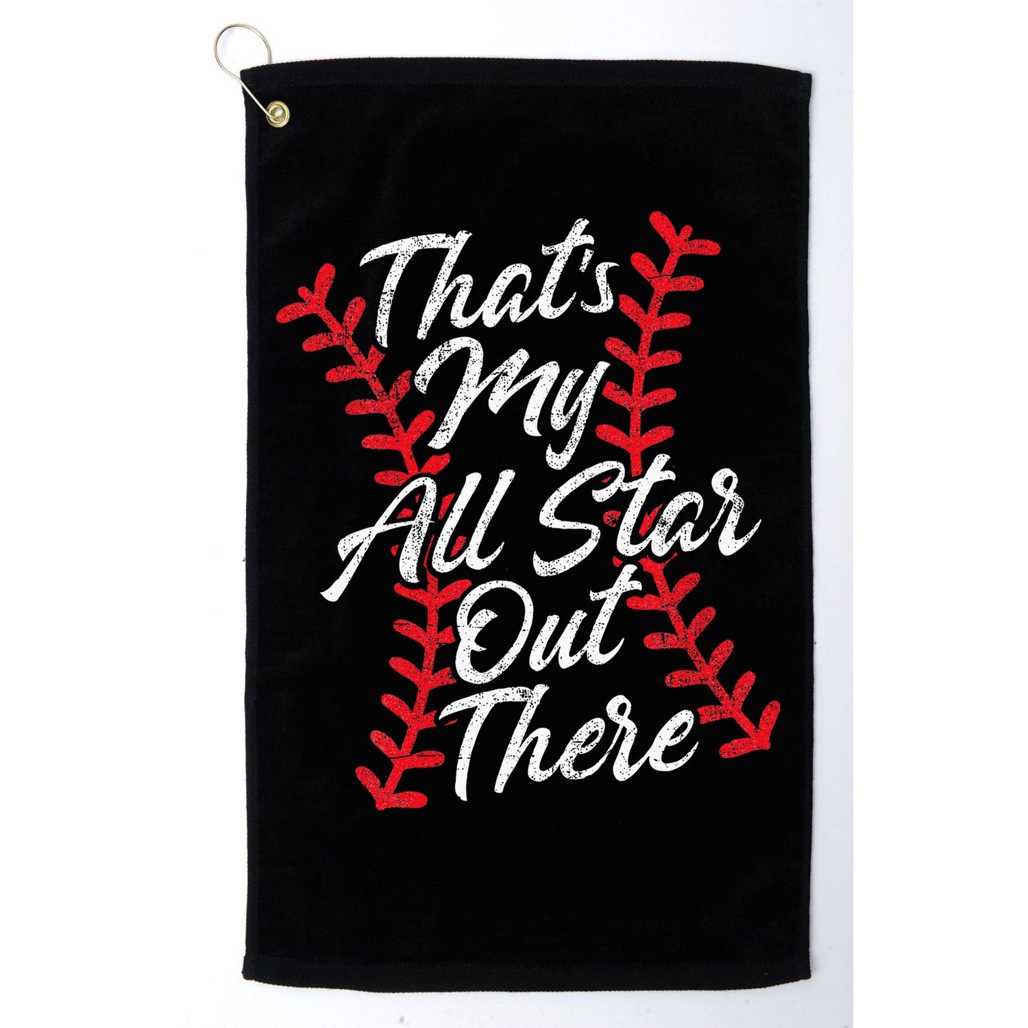 Thats My All Star Out There Baseball Laces Mom Mama Cute Golf Towel