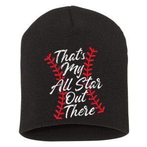 Thats My All Star Out There Baseball Laces Mom Mama Cute Short Acrylic Beanie