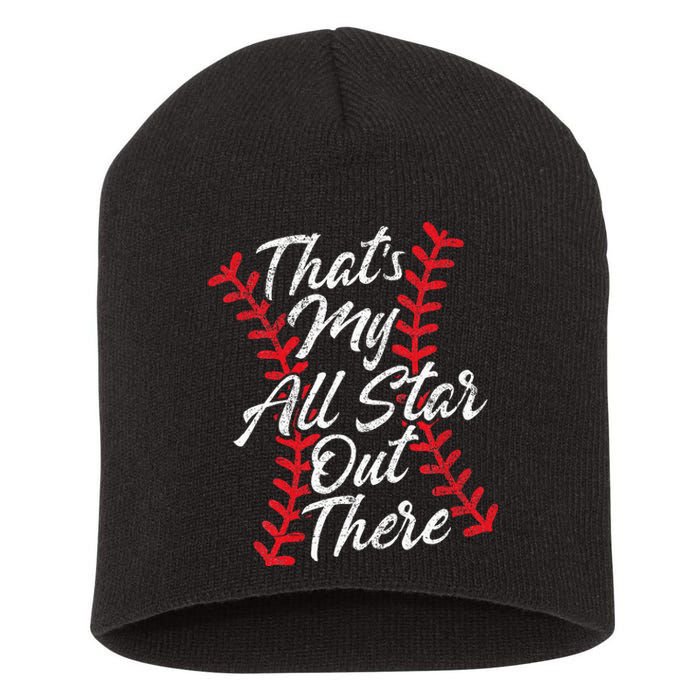 Thats My All Star Out There Baseball Laces Mom Mama Cute Short Acrylic Beanie