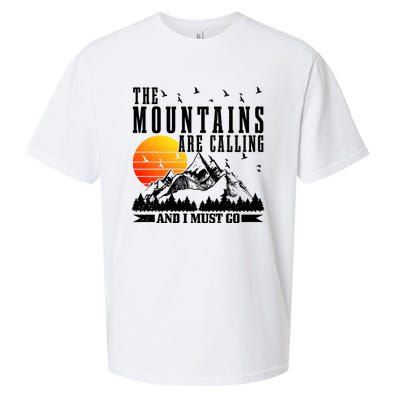 The Mountains Are Calling I Must Go Hiking Camping Climbing Gift Sueded Cloud Jersey T-Shirt