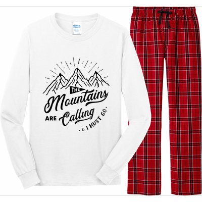 The Mountains Are Calling And I Must Go Funny Camping Long Sleeve Pajama Set