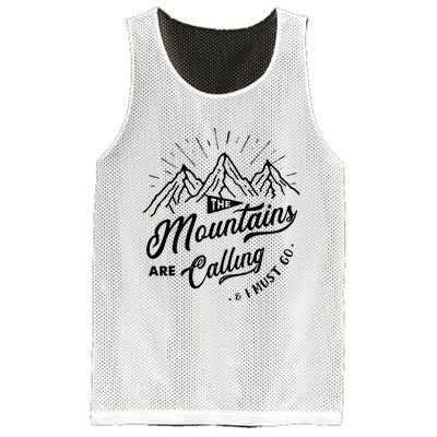 The Mountains Are Calling And I Must Go Funny Camping Mesh Reversible Basketball Jersey Tank