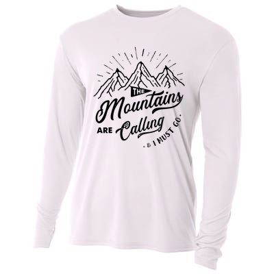 The Mountains Are Calling And I Must Go Funny Camping Cooling Performance Long Sleeve Crew