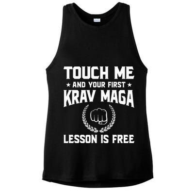 Touch Me And Your First Krav Maga Lesson Is Free Ladies PosiCharge Tri-Blend Wicking Tank
