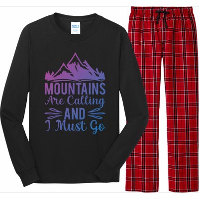 The Mountains Are Calling Me And I Must Go Mountain Gift Long Sleeve Pajama Set