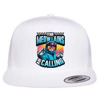 The Meowtains Are Calling Snowboard Cat Skiing Flat Bill Trucker Hat