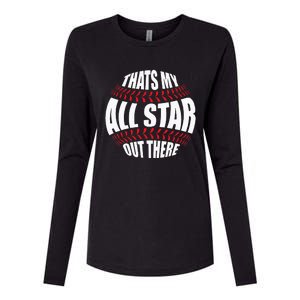 Thats My All Star Out There Baseball Player Mom Dad Cute Womens Cotton Relaxed Long Sleeve T-Shirt