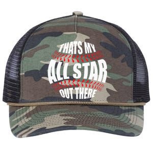 Thats My All Star Out There Baseball Player Mom Dad Cute Retro Rope Trucker Hat Cap