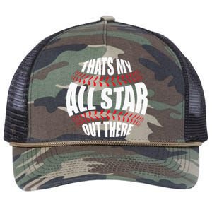 Thats My All Star Out There Baseball Player Mom Dad Cute Retro Rope Trucker Hat Cap