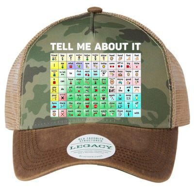 Tell Me About It Speech Language Pathology AAC Sped Teacher Legacy Tie Dye Trucker Hat