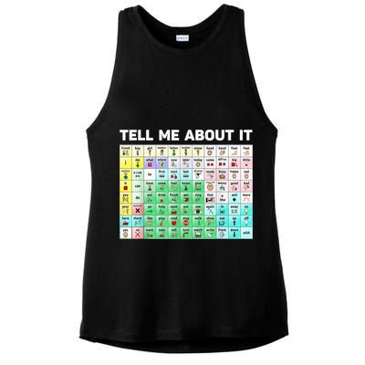 Tell Me About It Speech Language Pathology AAC Sped Teacher Ladies PosiCharge Tri-Blend Wicking Tank
