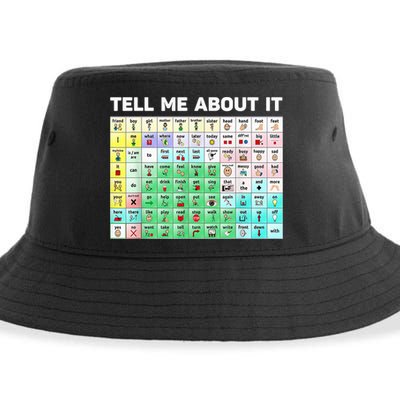 Tell Me About It Speech Language Pathology AAC Sped Teacher Sustainable Bucket Hat