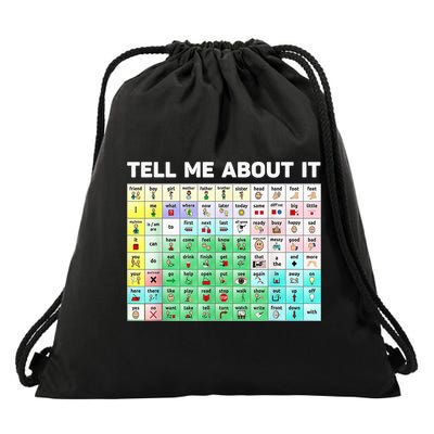 Tell Me About It Speech Language Pathology AAC Sped Teacher Drawstring Bag