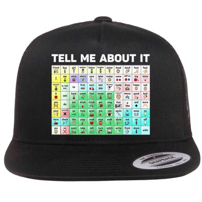 Tell Me About It Speech Language Pathology AAC Sped Teacher Flatbill Hat