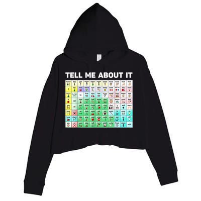 Tell Me About It Speech Language Pathology AAC Sped Teacher Crop Fleece Hoodie