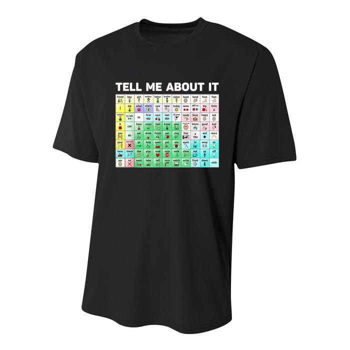 Tell Me About It Speech Language Pathology AAC Sped Teacher Youth Performance Sprint T-Shirt