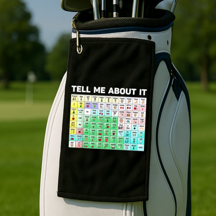 Tell Me About It Speech Language Pathology AAC Sped Teacher Golf Towel