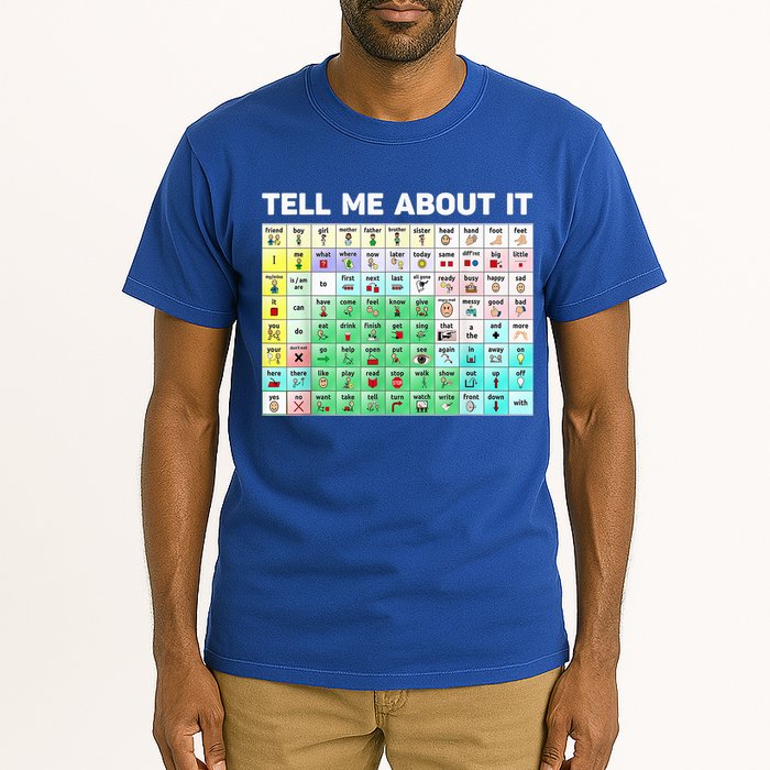 Tell Me About It Speech Language Pathology AAC Sped Teacher Tall T-Shirt
