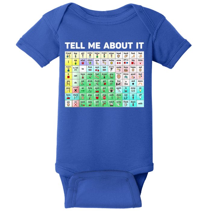 Tell Me About It Speech Language Pathology AAC Sped Teacher Baby Bodysuit