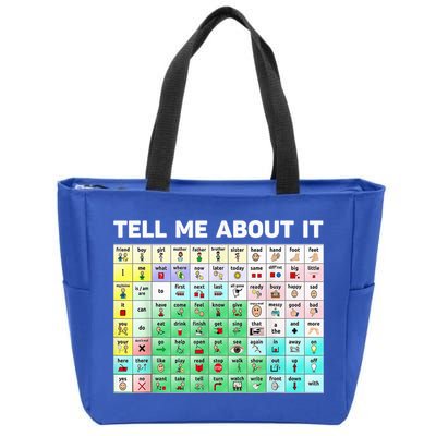 Tell Me About It Speech Language Pathology AAC Sped Teacher Zip Tote Bag