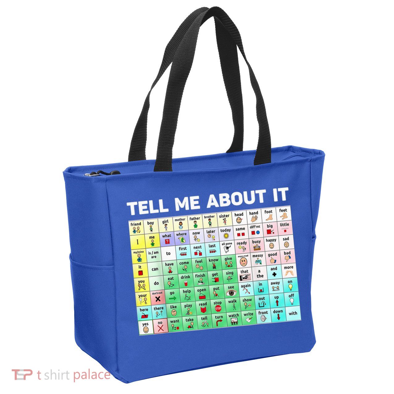 Tell Me About It Speech Language Pathology AAC Sped Teacher Zip Tote Bag