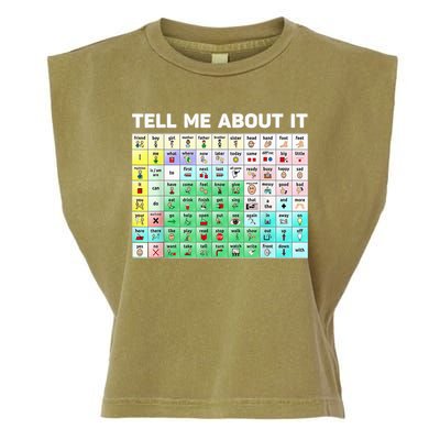 Tell Me About It Speech Language Pathology AAC Sped Teacher Garment-Dyed Women's Muscle Tee