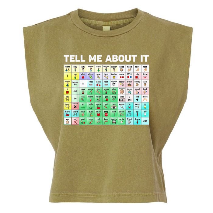 Tell Me About It Speech Language Pathology AAC Sped Teacher Garment-Dyed Women's Muscle Tee