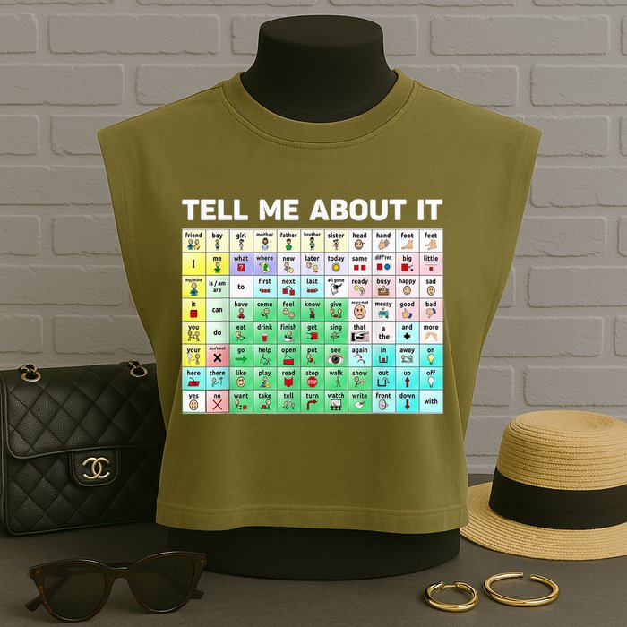 Tell Me About It Speech Language Pathology AAC Sped Teacher Garment-Dyed Women's Muscle Tee