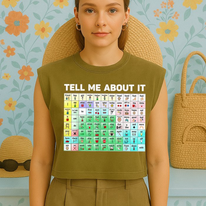 Tell Me About It Speech Language Pathology AAC Sped Teacher Garment-Dyed Women's Muscle Tee