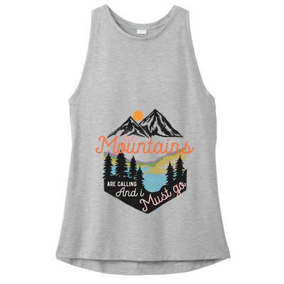 The Mountains Are Calling And I Must Go Ladies PosiCharge Tri-Blend Wicking Tank
