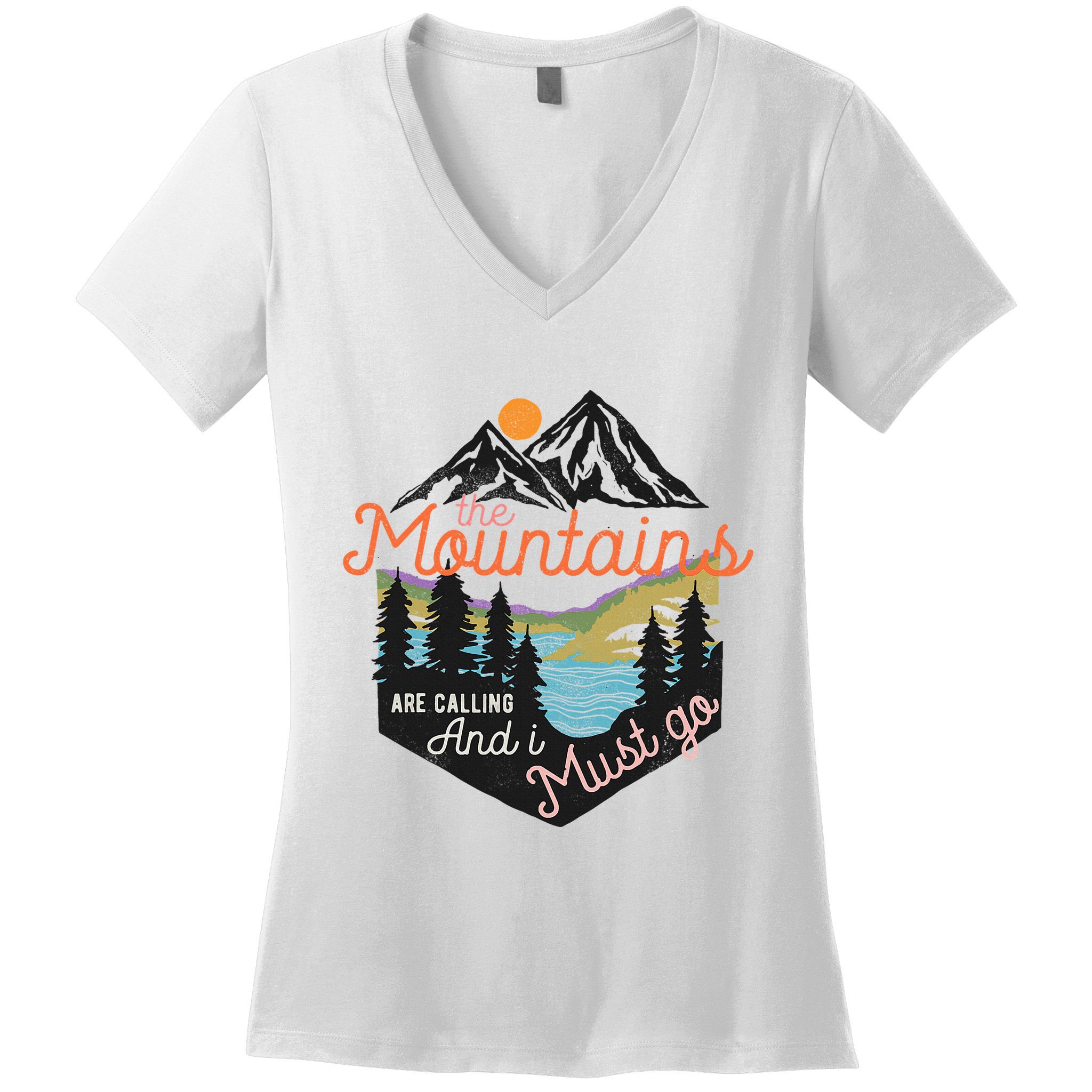 The Mountains Are Calling And I Must Go Women's V-Neck T-Shirt
