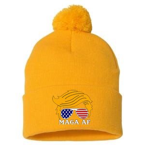 Trump Maga Af Funny Parody Orange Hair Pom Pom 12in Knit Beanie