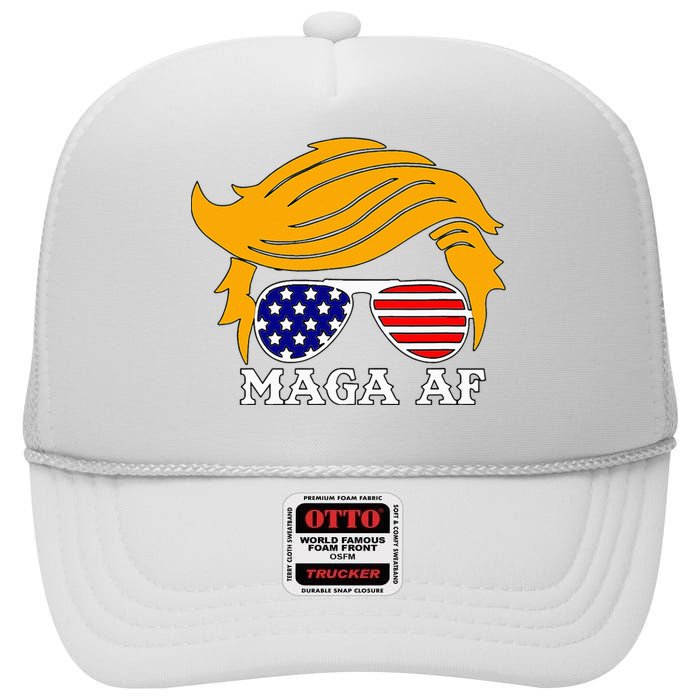 Trump Maga Af Funny Parody Orange Hair High Crown Mesh Back Trucker Hat