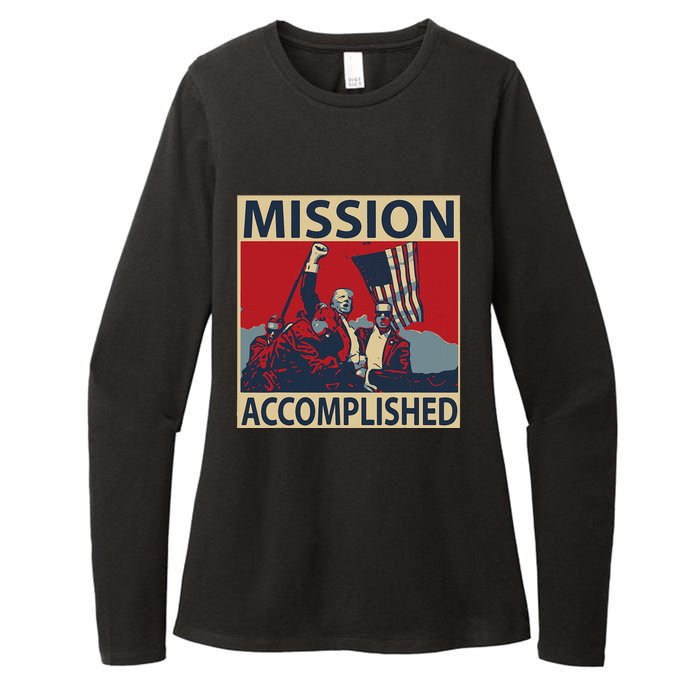 Trump Mission Accomplished Womens CVC Long Sleeve Shirt