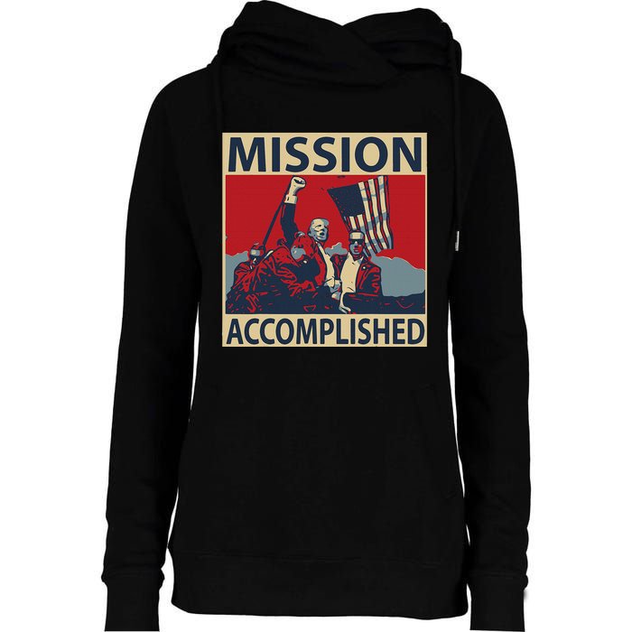 Trump Mission Accomplished Womens Funnel Neck Pullover Hood