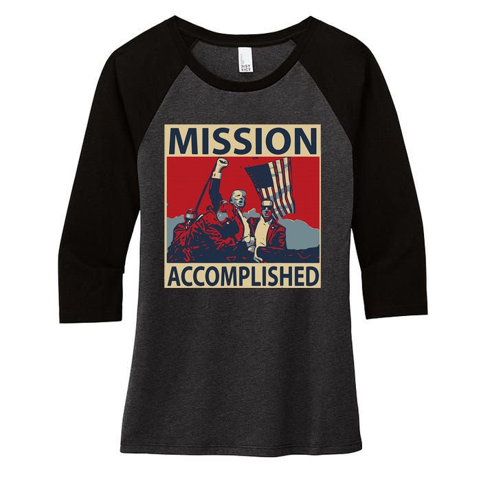 Trump Mission Accomplished Women's Tri-Blend 3/4-Sleeve Raglan Shirt