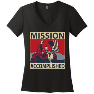 Trump Mission Accomplished Women's V-Neck T-Shirt