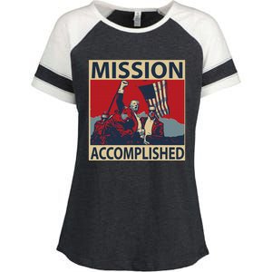 Trump Mission Accomplished Enza Ladies Jersey Colorblock Tee